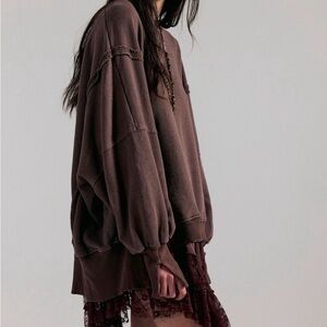 Free People Brown Crew Neck Sweater